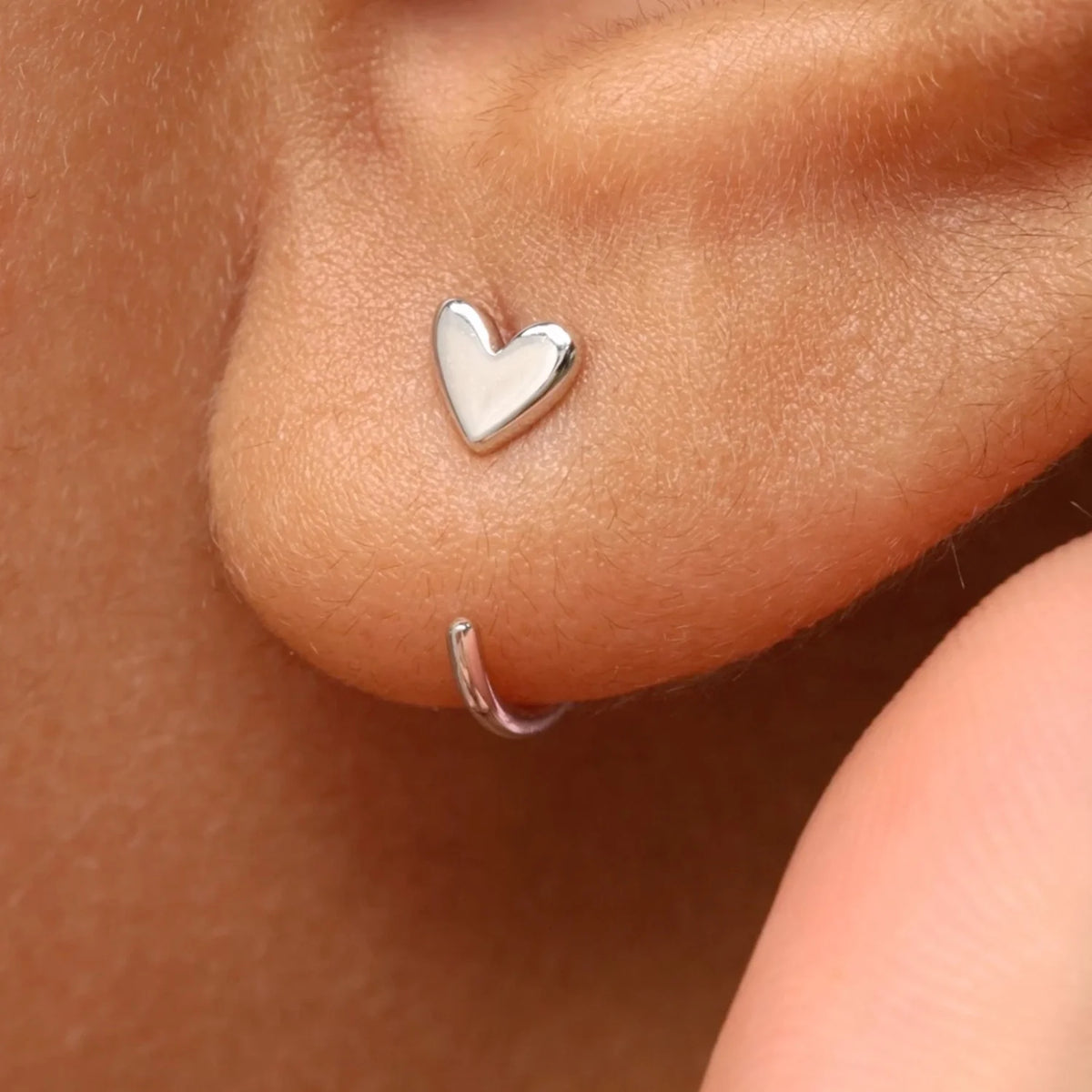 Little Heart Open Huggie Earrings, photo 7