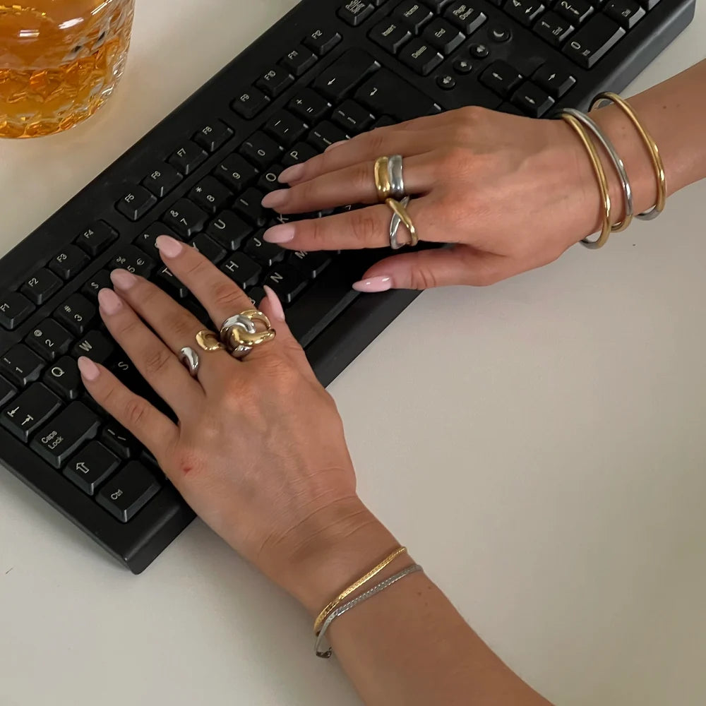 Doubles Ring bicolor in gold and silver, view 3