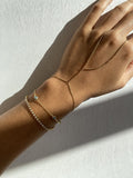 Vertura hand chain in gold worn on the hand