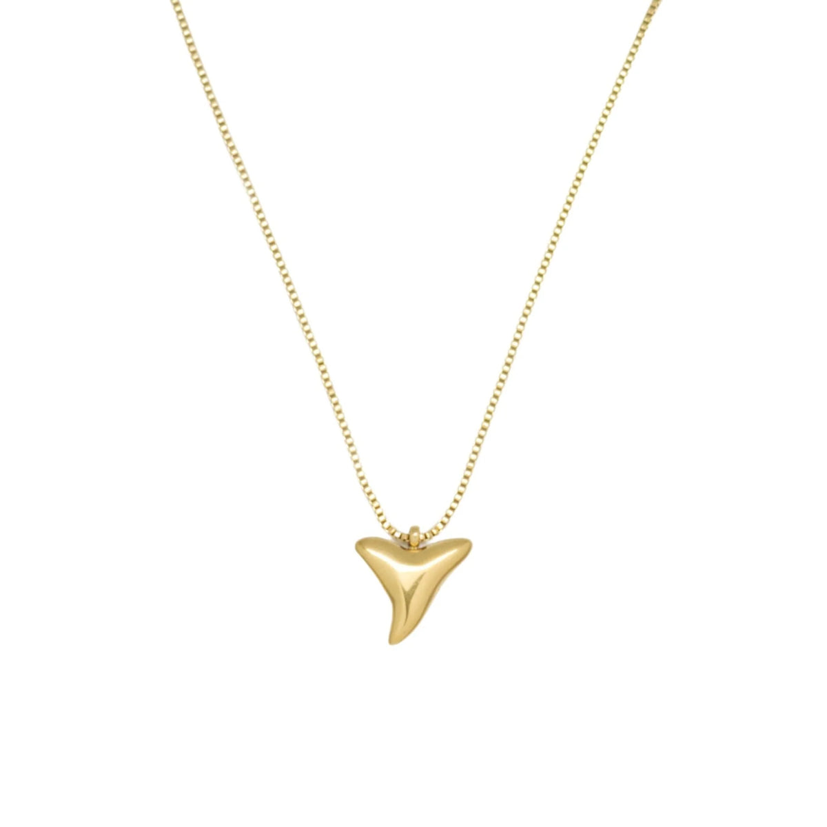 Shark Tooth necklace in gold on a white background